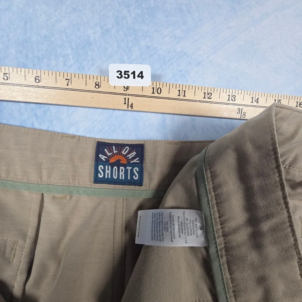 Faherty All Day Shorts Mens 36 Khaki Tan Hybrid Stretch Recycled Water Shorts